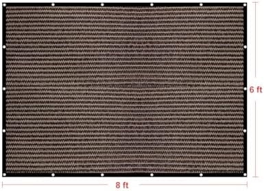 90% Sun Shades for Patios 6X 8ft Shade Fabric Sun Shade Cloth Taped Edge with Grommets Sun-Block Mesh Shade for Pergola Cover Canopy Mocha, 12 Bungee Balls
