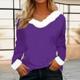 thumbnail image 2 of NMMUED Christmas Shirts Christmas Gifts for Women Cute Tops for Women Christmas T Shirts Womens Tops Casual Holiday Outfits for Women Long Sleeve T Shirt Women Purple S, 2 of 4