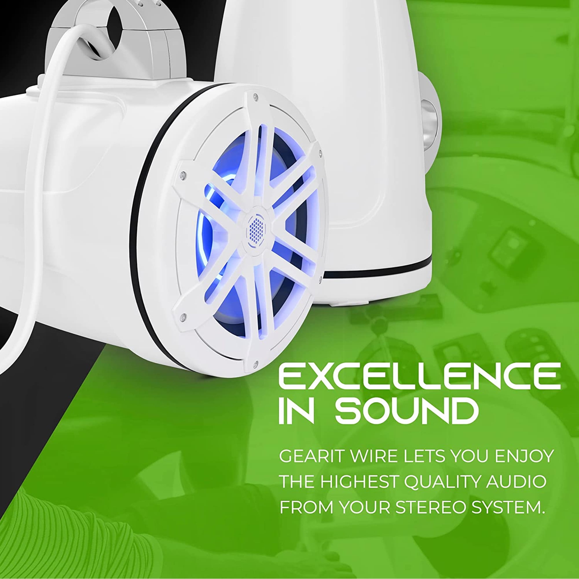 GEARit 16 Gauge Wire Speaker Cable 50 Ft Marine Grade OFC Copper for Boat Stereo Systems, 2 Conductor Audio Installation, White
