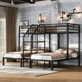 thumbnail image 3 of Euroco Metal Twin over Twin & Twin Bunk Bed, 3-in-1 Triple Bunk Bed with Shelves for Kids Teens, Black, 3 of 13
