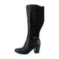 thumbnail image 2 of Naturalizer Women's Kalina Stretch Knee High Boot Black Leather and Fabric Wide Calf 10W, 2 of 8