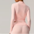 thumbnail image 7 of Women's Zip Up Athletic Jackets Cropped Long Sleeve Workout Tops 2025 Fall Slim Fitted Yoga Gym Shirts Pink XL, 7 of 7
