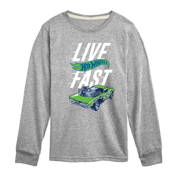 Hot Wheels - Live Fast - Youth Boys Long Sleeve Graphic T-Shirt