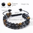 thumbnail image 4 of CUKIXA Triple Protection Bracelet Natural Tiger Eye Agate Stone 8mm Beads Black Obsidian,Crystal Jewelry Stone Bracelets Christmas Gifts for Men Bring Luck Prosperity, 4 of 25