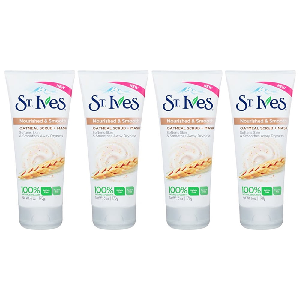 Pack of (4) St. Ives Nourished and Smooth Scrub and Mask, Oatmeal 6 oz