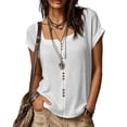 thumbnail image 2 of LIaqionyy Womens Cotton Linen Tops Lightweight Casual Loose Work Blouses Short Sleeve Summer Vacation Shirts, 2 of 8