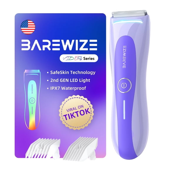 Depiladora Eléctrica BAREWIZE Recortadora Bikini LED Impermeable