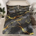thumbnail image 2 of jejeloiu Abstract Marble Texture Queen Sheet Sets,Modern Fulid Artwork Flat Sheet,Gold Gray Queen Fitted Sheet For Adult,Super Cozy Room Decor,4-Piece, 2 of 7