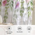 thumbnail image 6 of Colorful Flowers Semi Sheer Curtains Drapes for Living Room,Bedroom,French Doors Window 45 Inches Long,Spring Floral Leaves Botanical Gray Plaid Rod Pocket Chiffon Curtain Voile Drapery Panel, 6 of 8