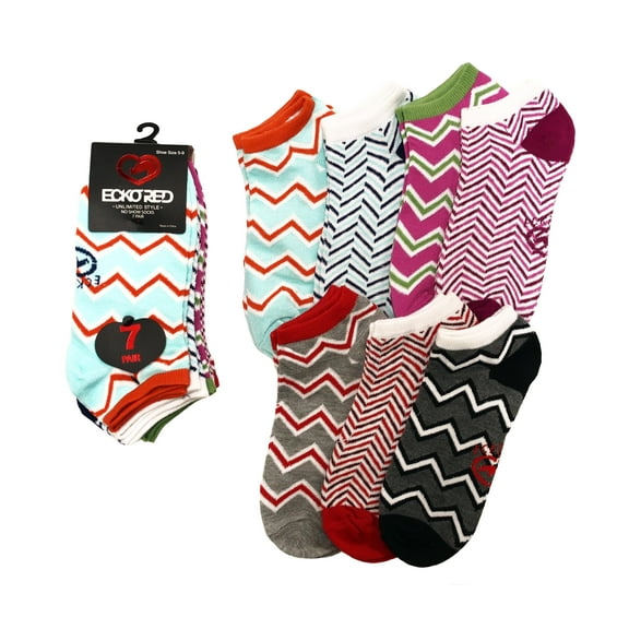 Ecko Red Women's Fun Print Low Cut Ankle Socks, 7 Pack