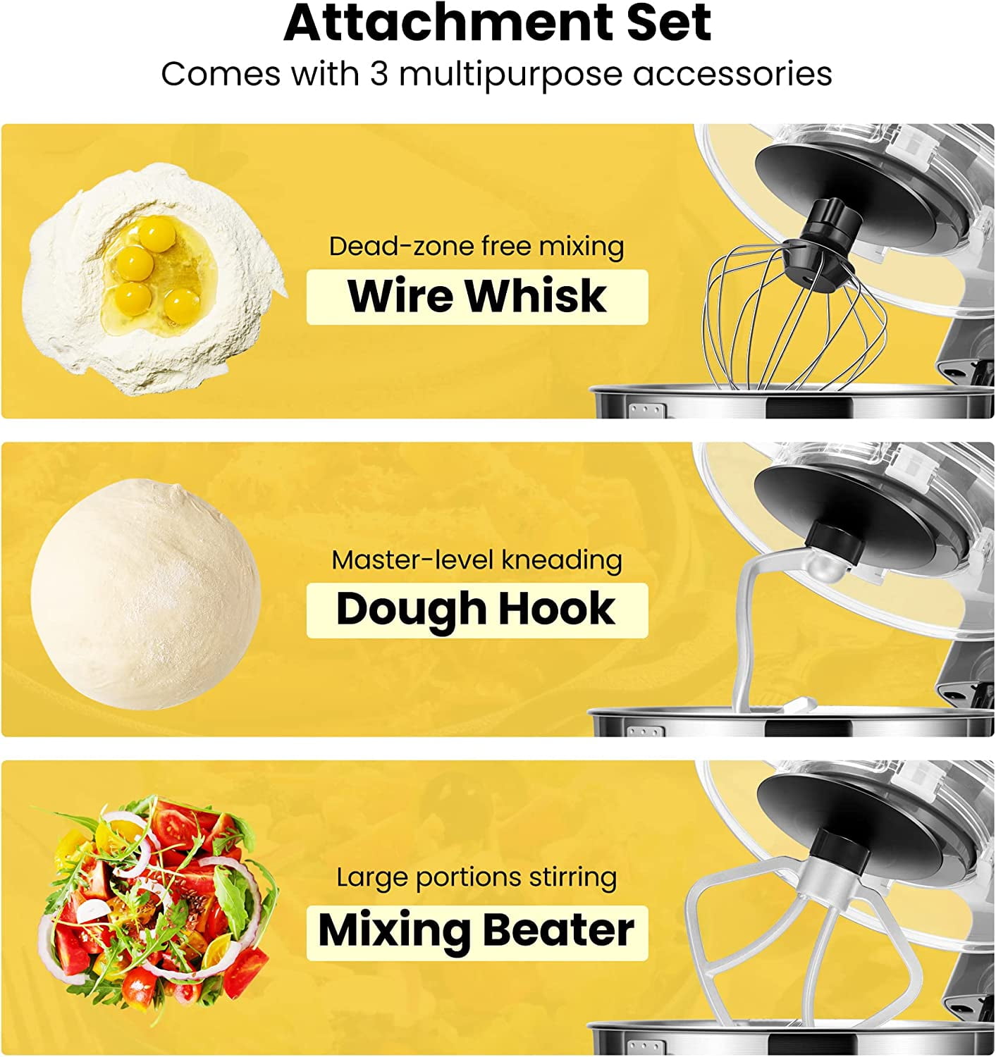 SPECSTAR Stand Mixer, 660W 10 Speed 6 Quart Tilt-Head Kitchen Electric Food Mixer with Beater, Dough Hook, Wire Whip and Egg Separator, Gray