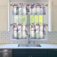 thumbnail image 3 of Purple Flower Bird 3-Piece Kitchen Curtains Set Kitchen Curtains Sets with Valance for Windows Rod Pocket Machine Washable Kitchen Decor Decorations (54"x18"+2x27.5"x24"), 3 of 6