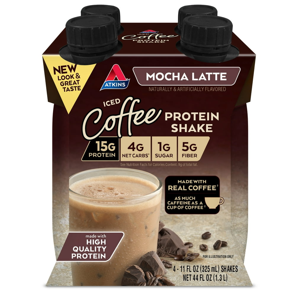 Atkins Gluten Free ProteinRich Shake, Mocha Latte, Keto Friendly, 4 Count (Ready to Drink
