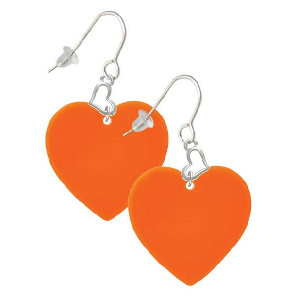Delight Jewelry Acrylic 1" Orange Heart Heart French Earrings