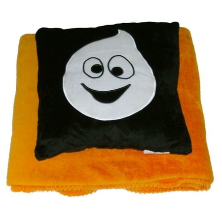 halloween scary ghost accent pillow super soft orange throw blanket set