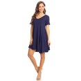 thumbnail image 3 of Moa Collection Women's Solid Relaxed Fit Midi Dress – Short Sleeve Asymmetric Hem Style, 3 of 5