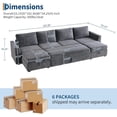 thumbnail image 2 of Sectional Sleeper Sofa with Pull Out Bed, Chenille Modular Sectional Couch with Pull Out Couch and Storage Seat & 2 Ottomans, Convertible Couches for Living Room, 2 of 8
