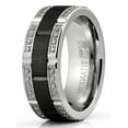 thumbnail image 2 of Metal Masters Mens Titanium Ring Two-Tone Wedding Band Round-Cut Cubic Zirconia Black Silver 8mm, 2 of 6