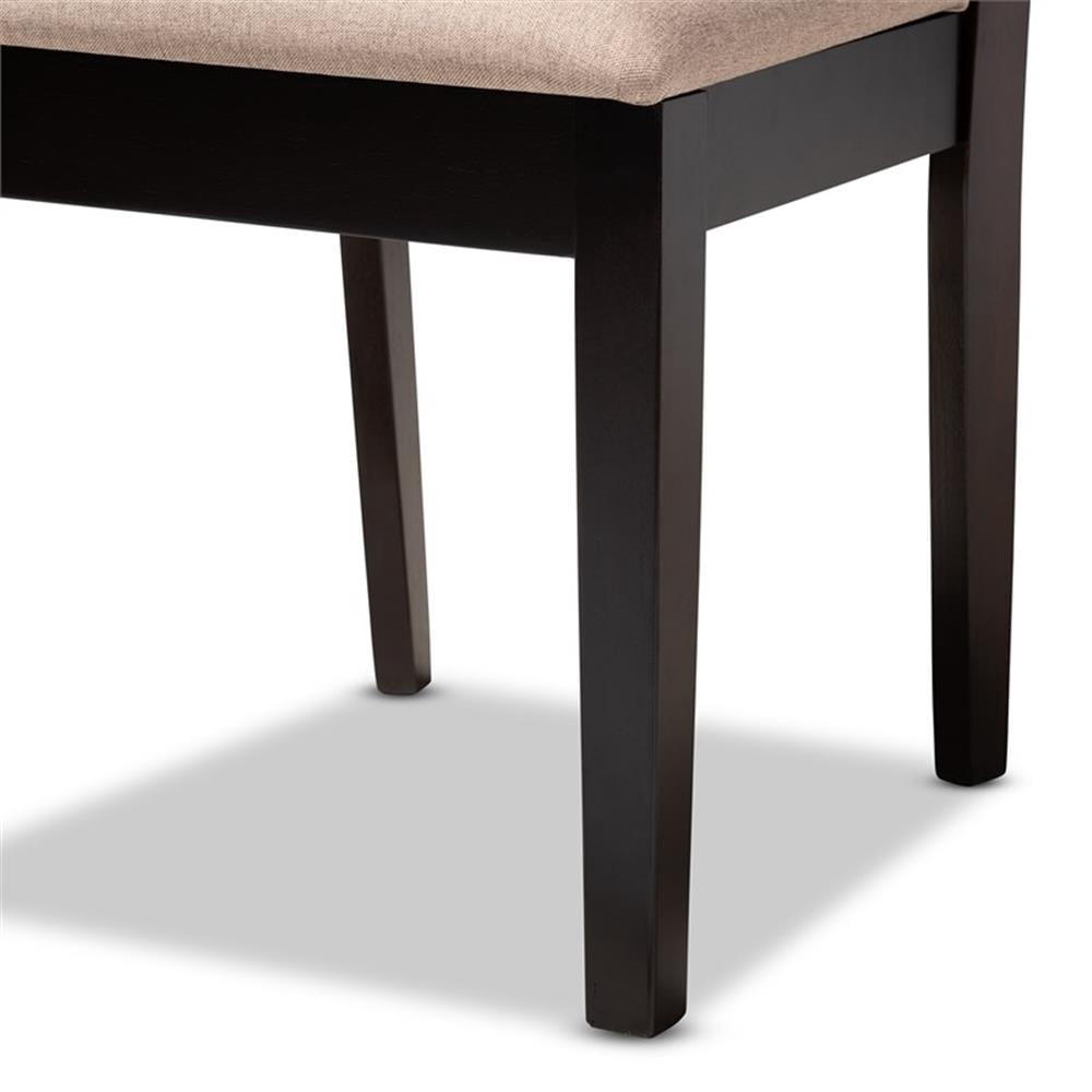 Baxton Studio Caron Fabric and Wood Dining Chairs in Sand and Brown Set of 4