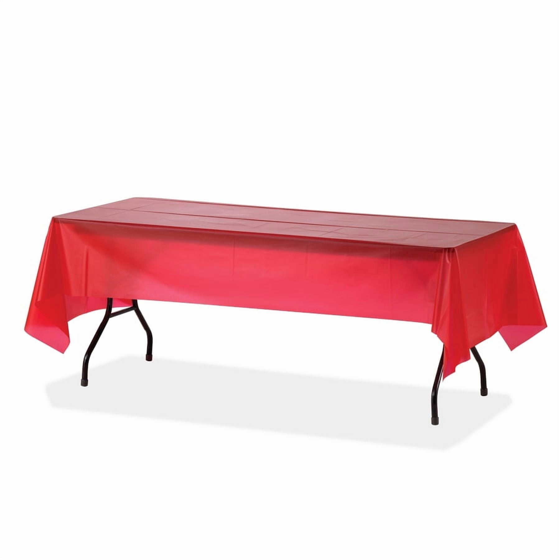 Genuine Joe Plastic Rectangular Table Covers - 108" Length X 54" Width - Plastic - Red - 24 / Carton