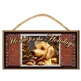 thumbnail image 2 of Goldendoodle Home for the Holidays "Paws on the Windowsill" Dog Sign Plaque featuring the art of Scott Rogers, 2 of 3