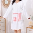 thumbnail image 6 of Kaemgyyd Robes for Women Fluffy Fuzzy V Neck Bath Robe Knee Length Bathrobe Bow Front Ladies Outfits（White,One Size）, 6 of 7