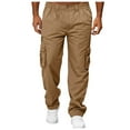 thumbnail image 1 of Men's Solid Color Pocket Loose Straight Leg Workwear Pants - Casual Business, 1 of 4