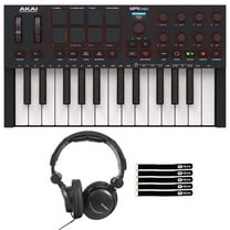 Akai Professional MPK Mini 4 25-Key MIDI Keyboard Controller Black with Headphones Package