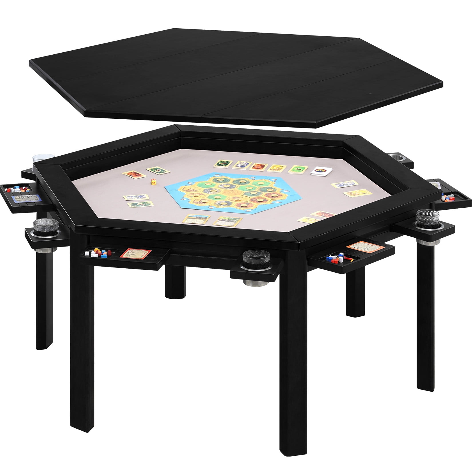 Avocahom Hexagon Solid Wood Game Table for 4-6 Players, Removable