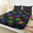 thumbnail image 3 of jejeloiu Neon Spider Webs Bed Sheets,Happy Halloween King Sheets,Trick Or Treat Sheet Set For Boys Kids,Microfiber Bedroom Decor,4pcs, 3 of 7