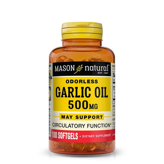 Mason Natural Garlic Oil 100 Softgels - Odorless Allium Sativum Supplement