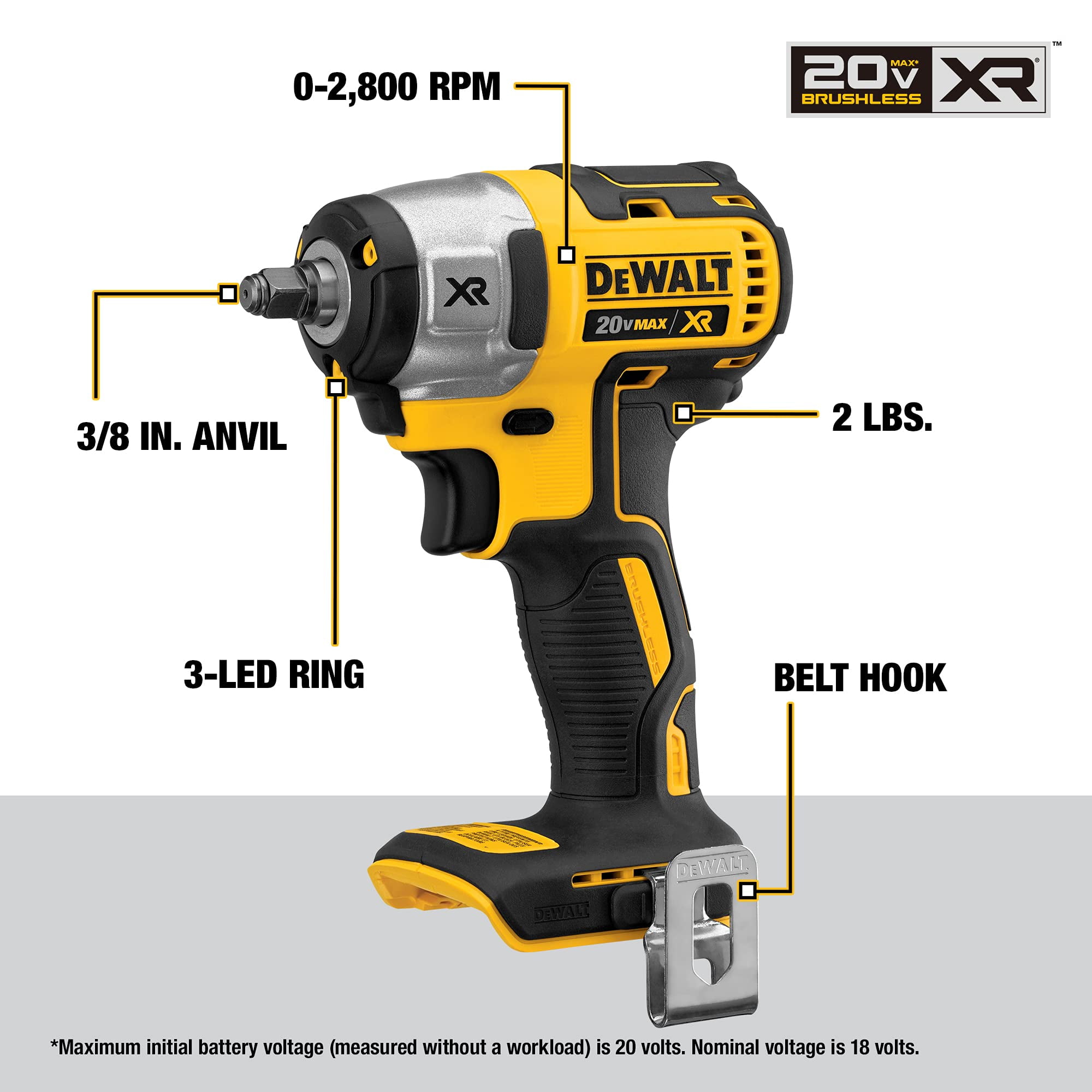 DeWalt DCF890B 20V Max XR Brushless 3 8 Compact Impact Wrench Walmart