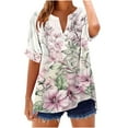 thumbnail image 2 of Xdegoge Short Sleeve Womens Tops Plus Size V Neck T Shirt Floral Printed Summer Tunic Tops Oversized Loose Fit Boho Blouses, 2 of 5