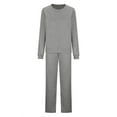 thumbnail image 3 of RYRJJ Macthing Lounge Sets for Women 2 Piece Outfits Sweatsuits Long Sleeve Crewneck Sweatshirt and Wide Leg Sweatpants Tracksuit(Gray,L), 3 of 4