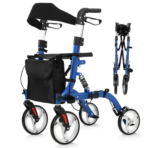 All-Terrain 2 in 1 Rollator Walker & Transport Chair,Walker Wheelchair Combo,Foldable Aluminum Rollator with Footrests,Transport Wheelchair and Rollator Walker Combo Lightweight, Adult Walkers