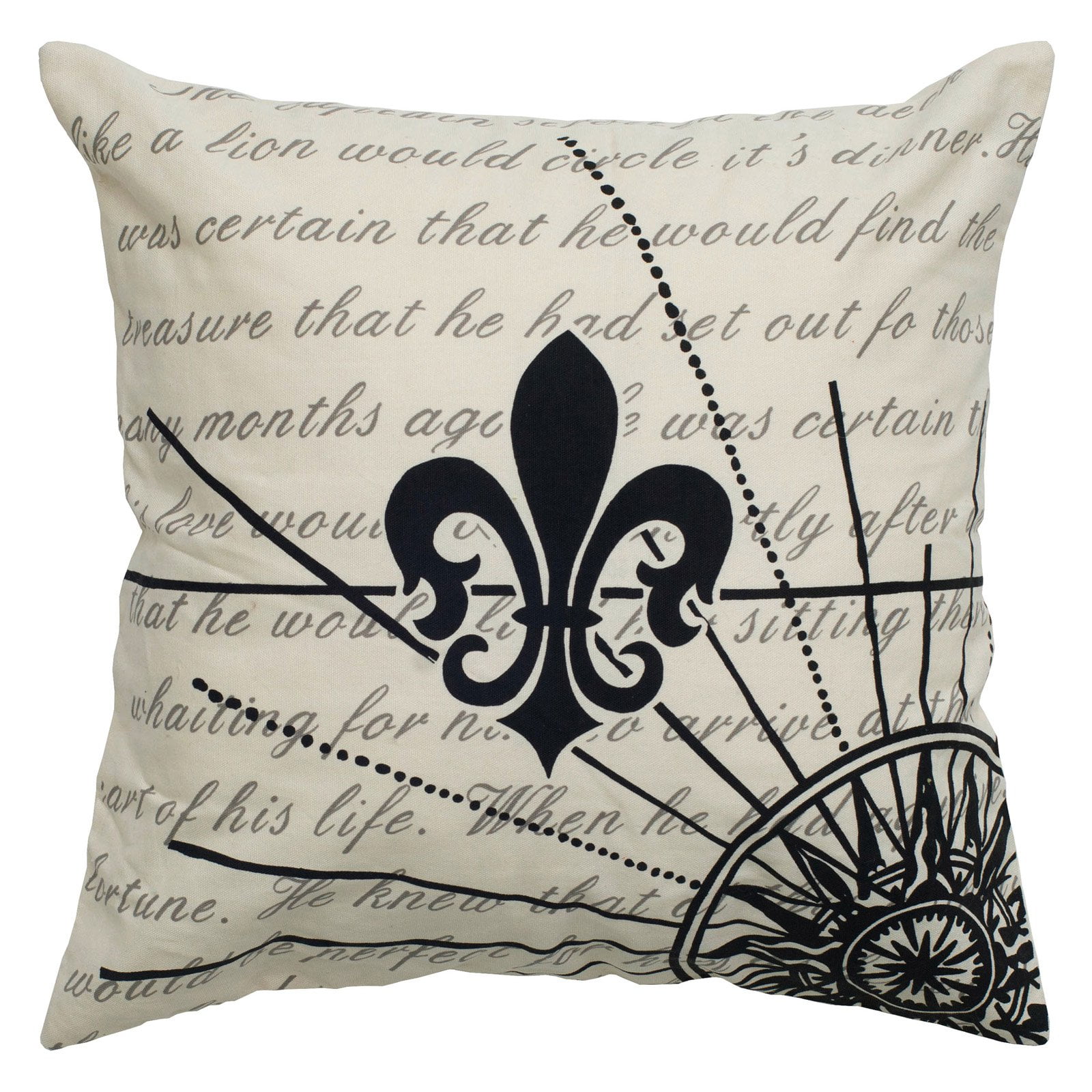 Rizzy Home Fleur De Lis Search for Treasure Decorative Throw Pillow