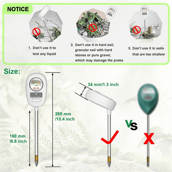 4-In-1 Soil Moisture Meter Plant Moisture Meter Soil Water Meter for Garden/Farm/Indoor and Outdoor Plants