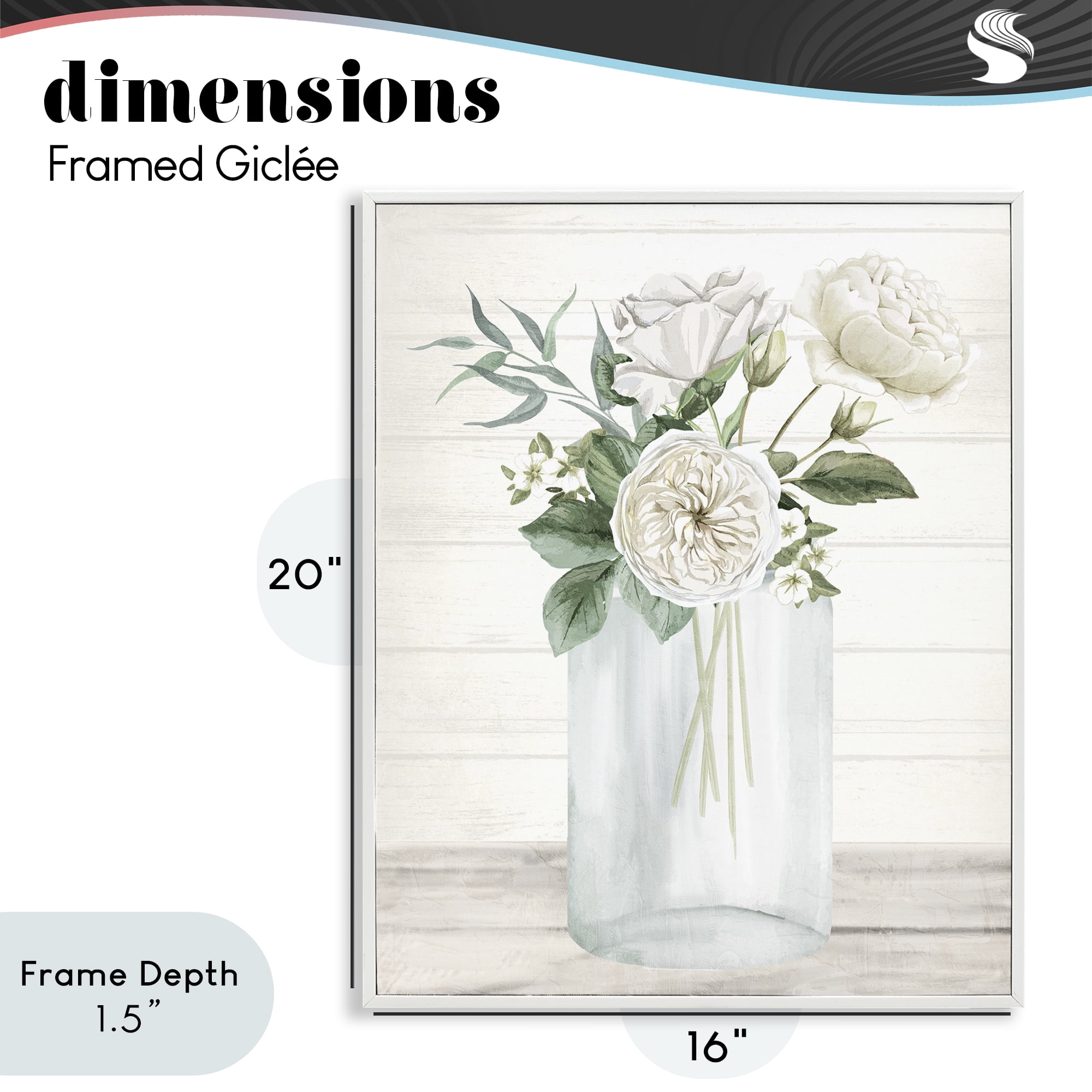 Stupell Industries Patience Flower Vase White Framed Giclee Art, design by Kim Allen