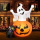 thumbnail image 1 of Inflables de Halloween de 5 pies al aire libre con calabaza espeluznante y gato negro de bruja, decoración inflable, decoración de patio de Halloween con luces LED integradas, decoraciones de Hallowee, 1 of 5