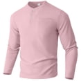 thumbnail image 4 of Timegard Long Sleeve Shirts for Men Fall Casual Breathable Button V Neck Shirts with Pocket Golf Work Solid Color Tee(Pink,M), 4 of 8