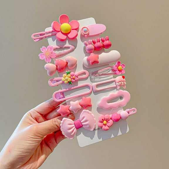14 Pcs Hair Clips for Girls, No Slip Metal Snap, Barrettes for Kids Teens Women, Cute Candy Color Cartoon Animals Fruits Design Hair Pins