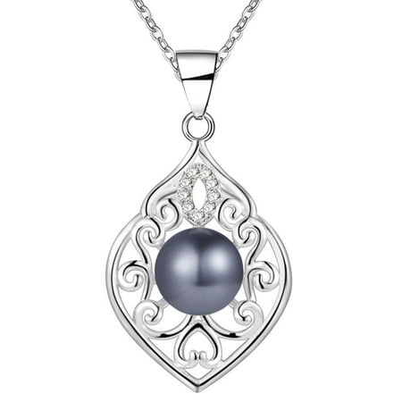 Sterling Silver Wide Ribbon Filigree - ON SALE - Fine Filigree Sterling Silver Pearl Bead Necklace Black Pearl
