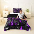 thumbnail image 3 of Manfei 3D Geometric Triangle Twin Comforter Sets, Purple Black Bedding Set, Black Reversible 2-Piece, 1 Comforter and 1 Pillowcase, 3 of 6