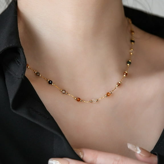 Natural stone necklace collarbone chain
