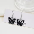 thumbnail image 4 of 1 Pair Halloween Earrings Contrast Color Anti-rust Decorate Ears Dark Style Skull Pattern Butterflies Shape Hook Earrings, 4 of 8