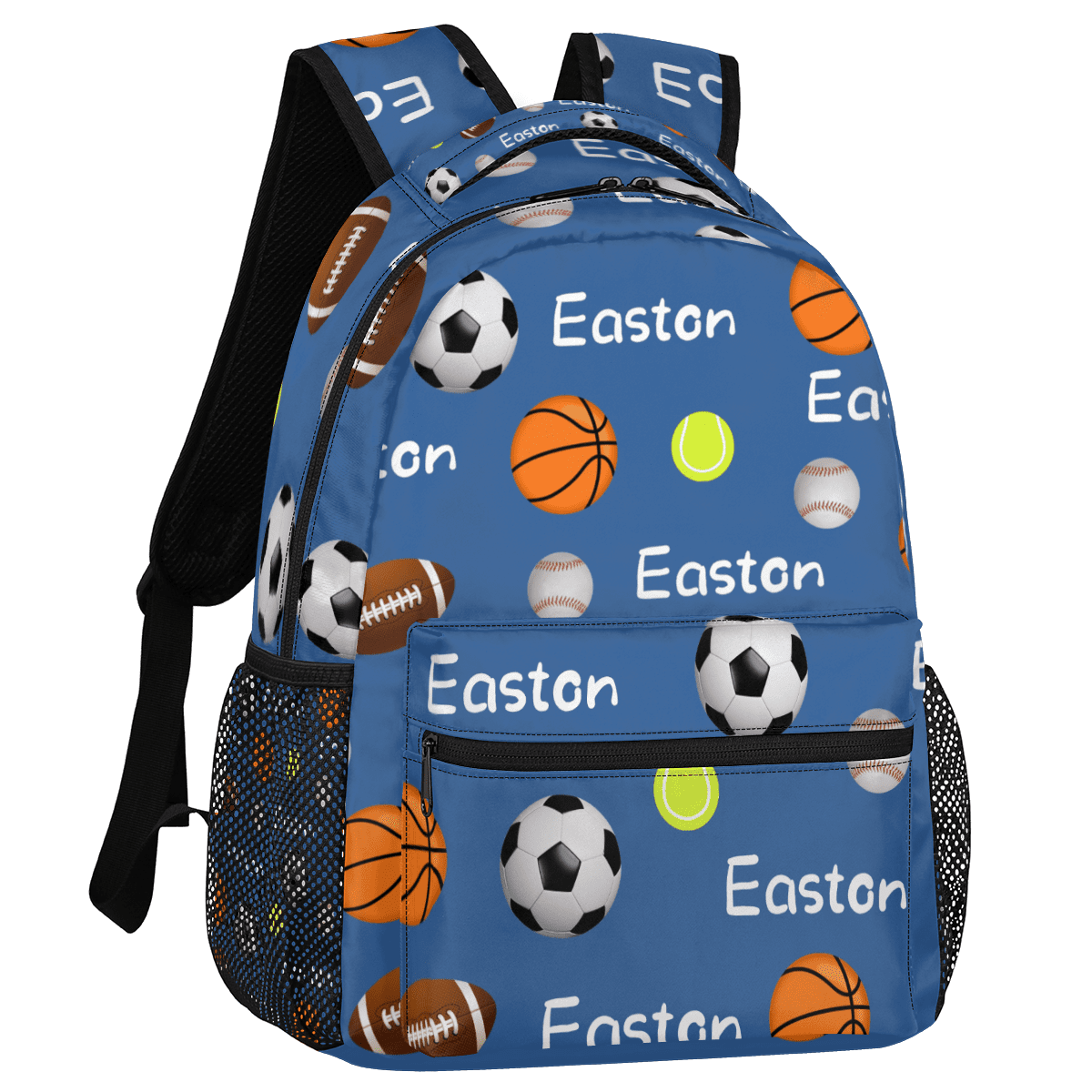 Jiaoprinted Custom Ball Theme Backpack with Name, Personalized Lightweight Casual Daypack for Women Men, Customized 18 Inch Travel Back Pack