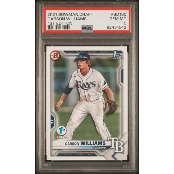 Graded 2021 Topps Bowman Draft Carson Williams #BD180 1st Edition Rookie RC Baseball Card PSA 10 Gem Mint