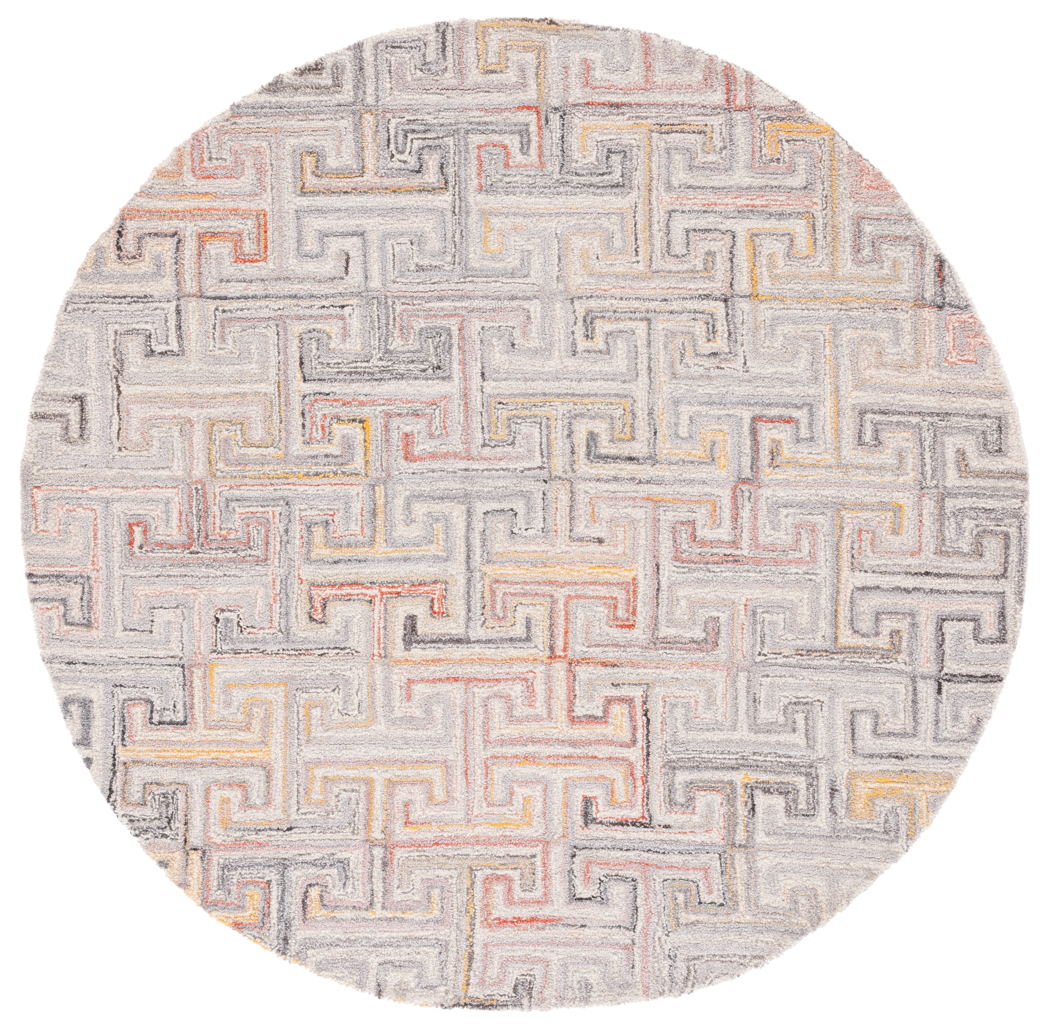 Safavieh Metro Jules Geometric Area Rug, Gray/Rust, 6' x 6' Round