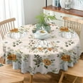 thumbnail image 3 of Autumn Pumpkins Tablecloth, Pumpkins and Flowers On A Pastel Pink Background Fall Themed Table Cover for Thanksgiving Decor Kitchen Dinning, Round(60x60in), 3 of 6