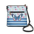 thumbnail image 2 of HELLHERO Multiple Zipper Pockets Shoulder Bag for Shopping and Work, PU Leather Waterproof Women's Shoulder Crossbody Purse, Butterfly Stripe Pattern, 2 of 7